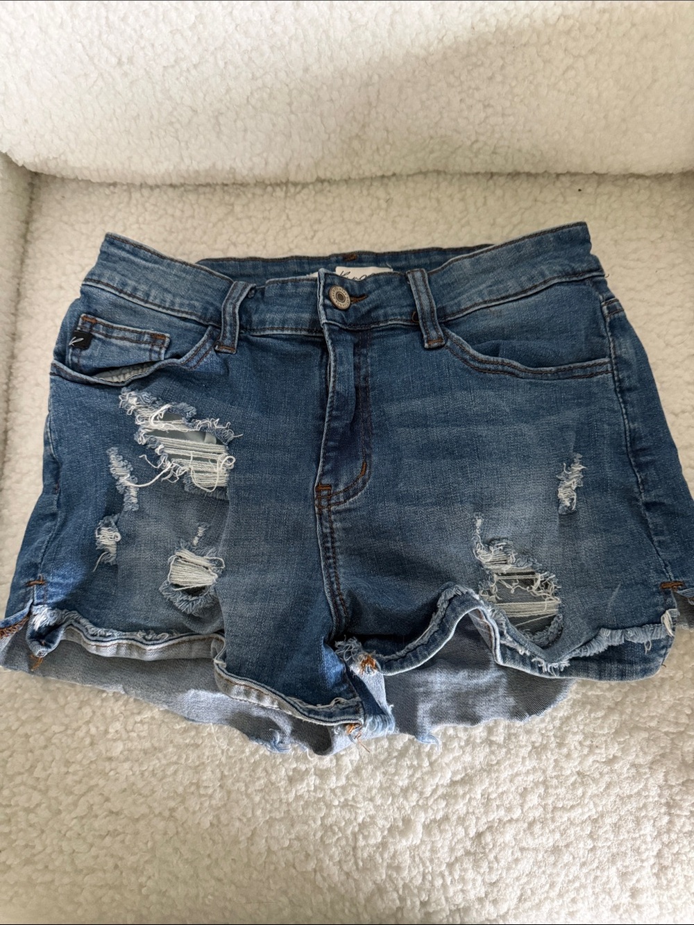 KanCan Distressed Dark Blue Denim Jean Shorts